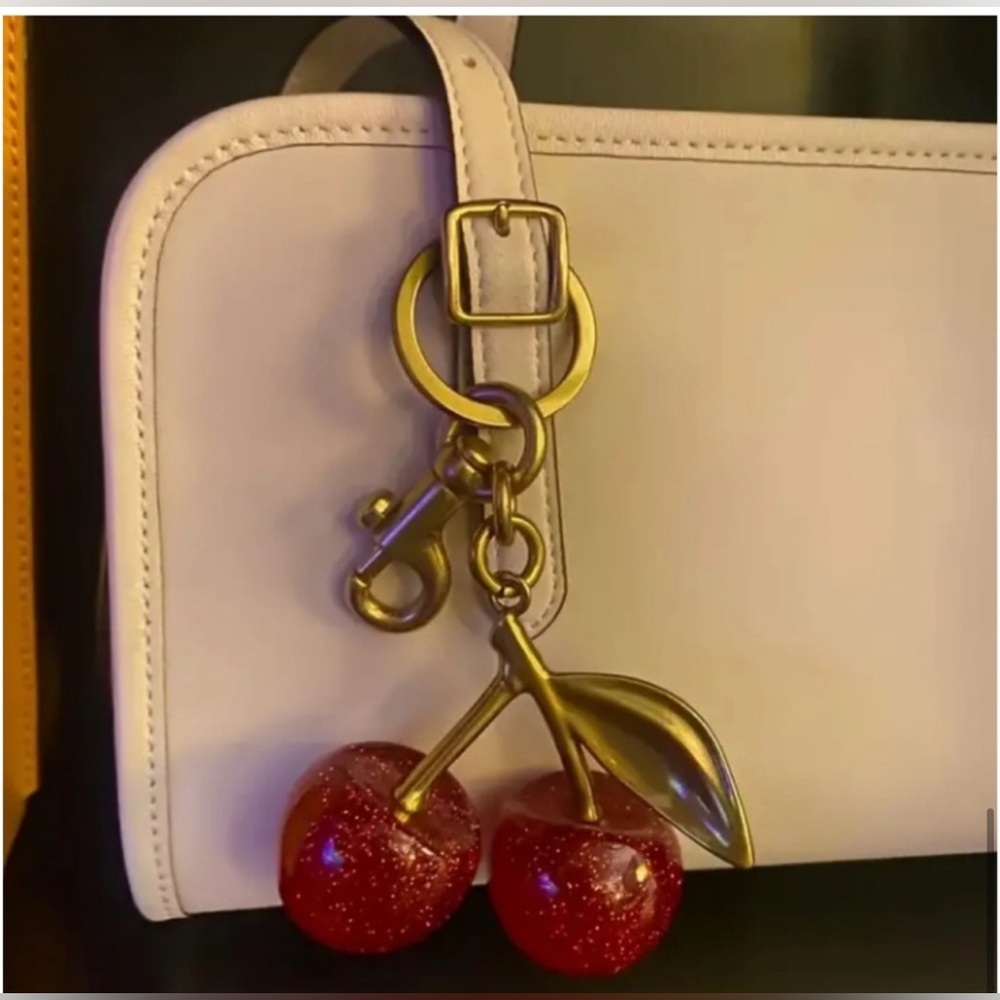 Glitter Cherry Charm Keychain With Clip For Bags 🍒